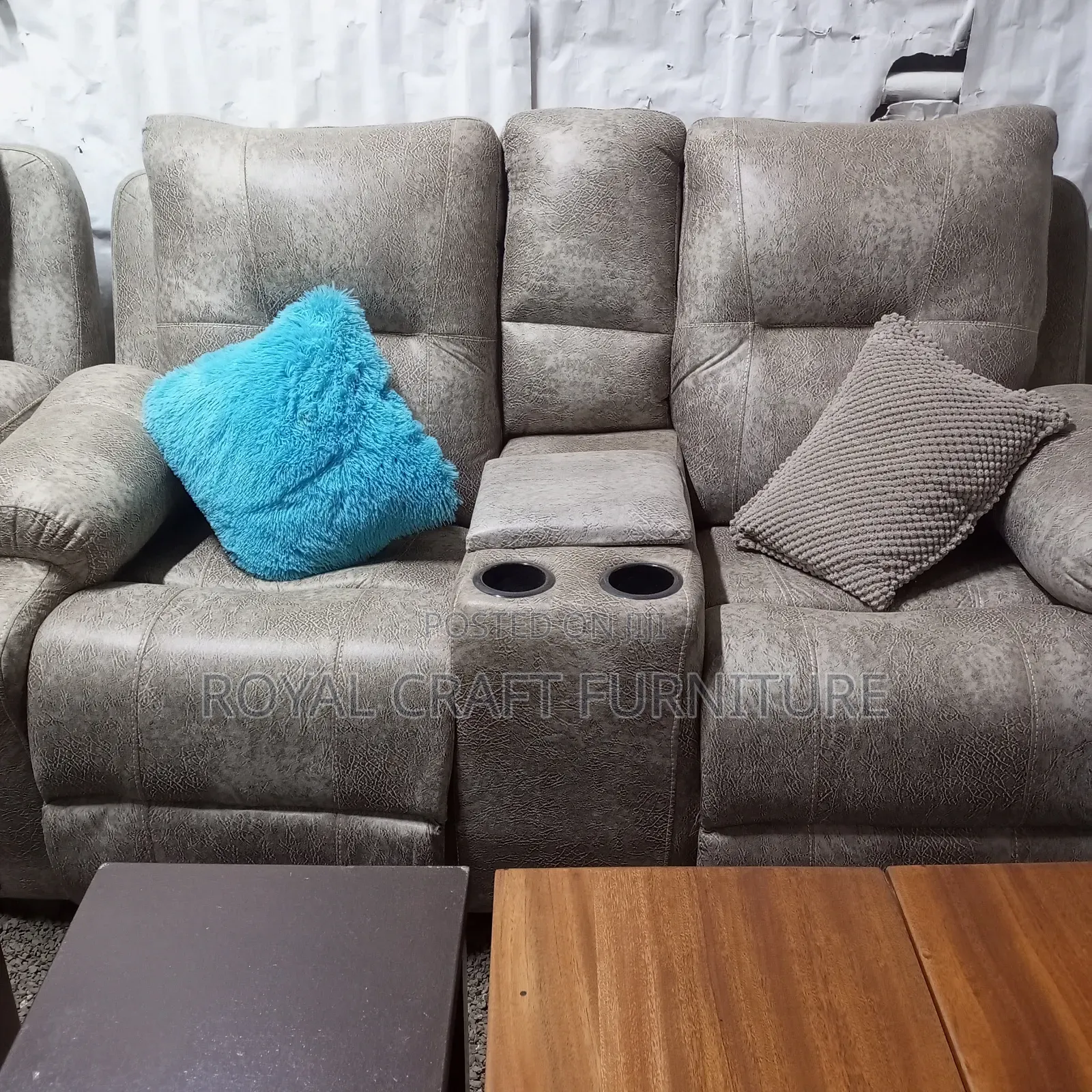 Luxury Semi-Recliner Sofa Set - Premium Grey Fabric