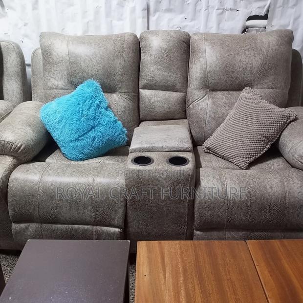 Luxury Semi-Recliner Sofa Set - Premium Grey Fabric - thumbnail 5