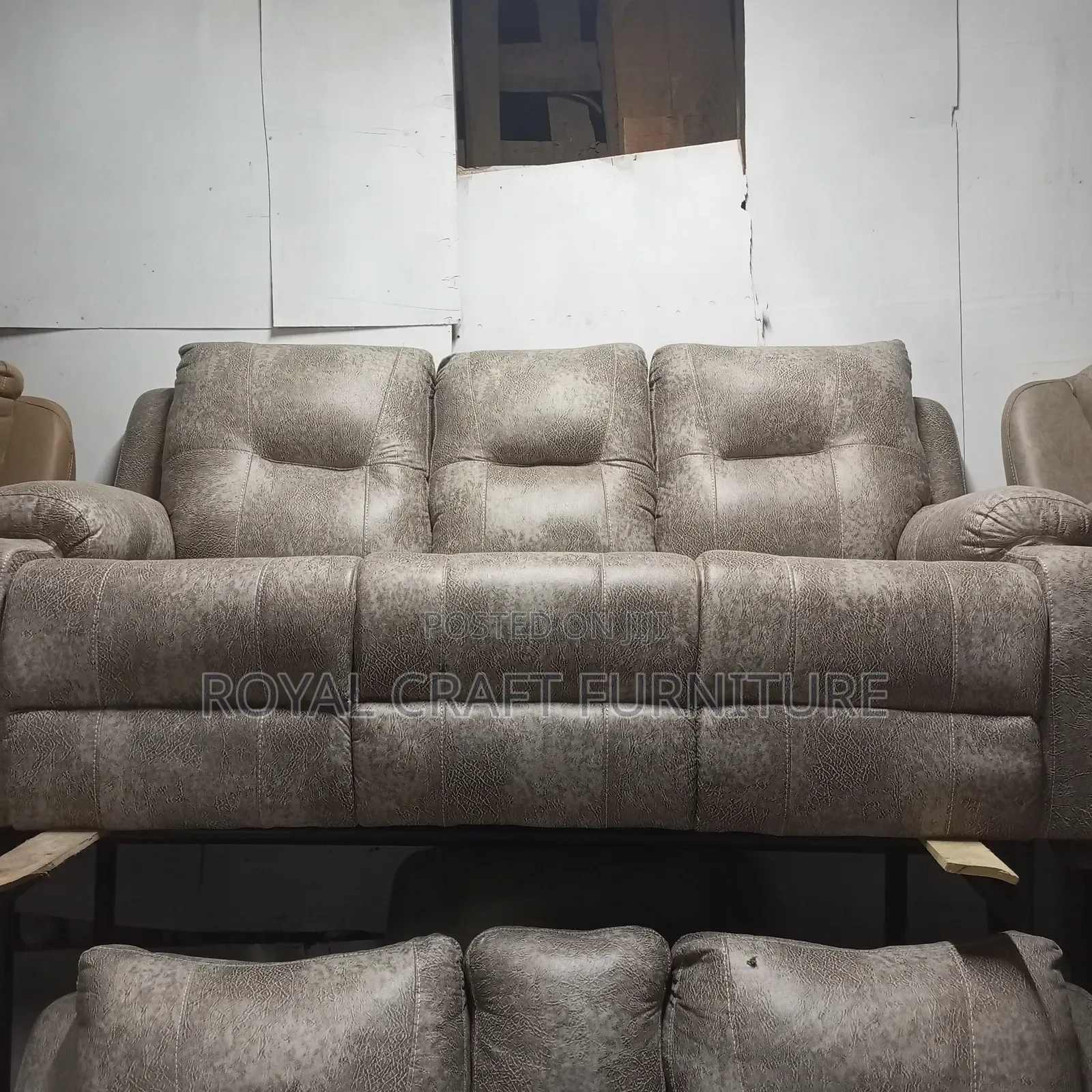 Luxury Semi-Recliner Sofa Set - Premium Grey Fabric