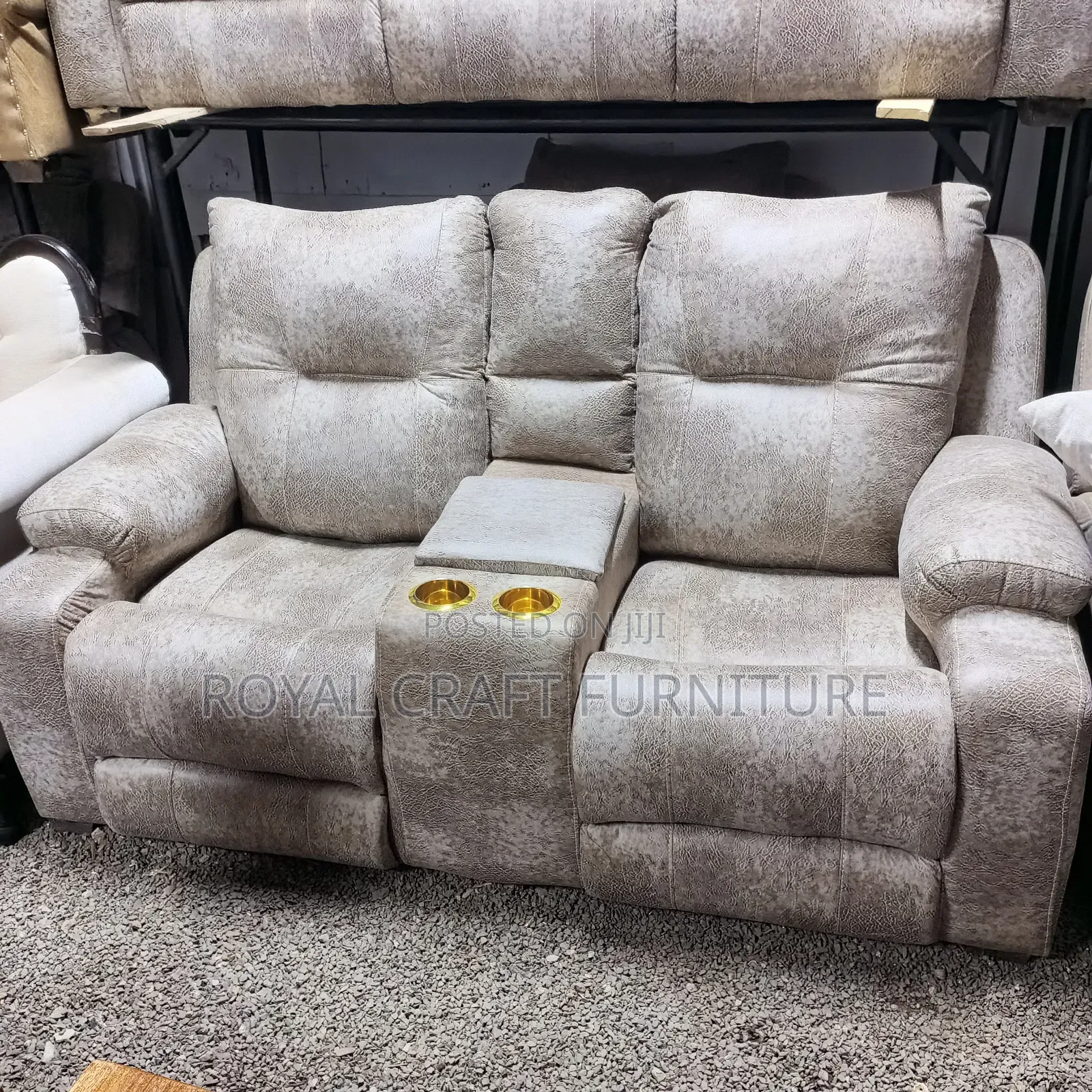 Luxury Semi-Recliner Sofa Set - Premium Grey Fabric