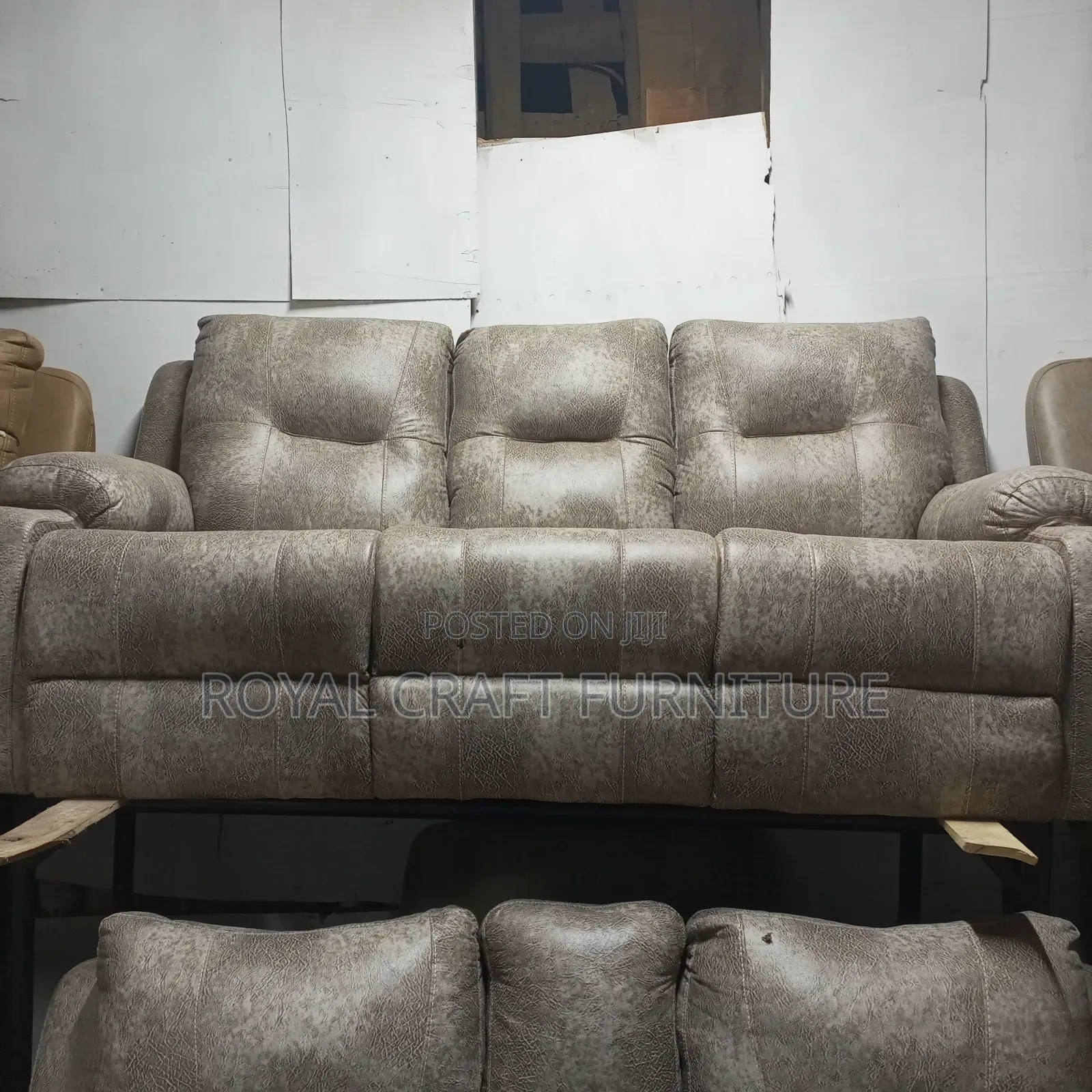Luxury Semi-Recliner Sofa Set - Premium Grey Fabric