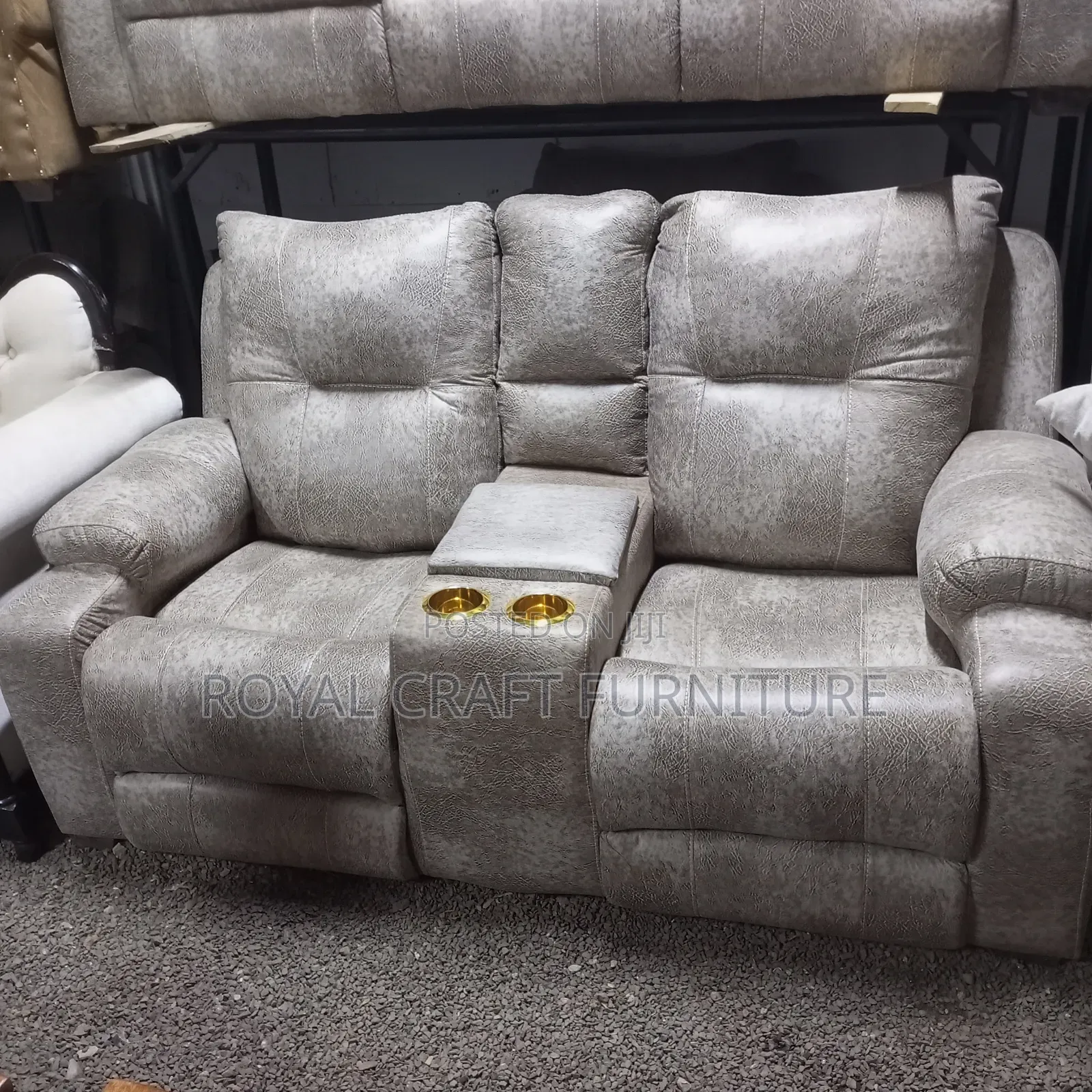 Luxury Semi-Recliner Sofa Set - Premium Grey Fabric