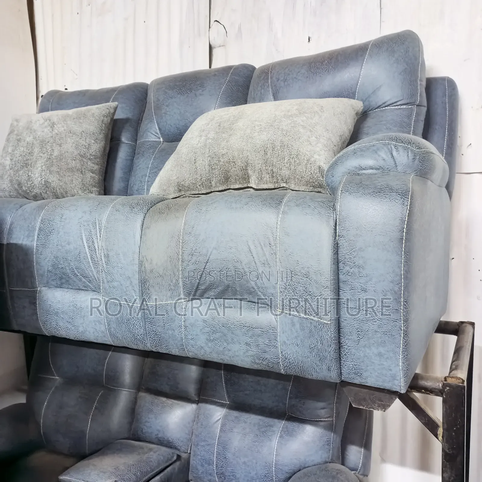Luxury Semi-Recliner Sofa Set - Premium Grey Fabric