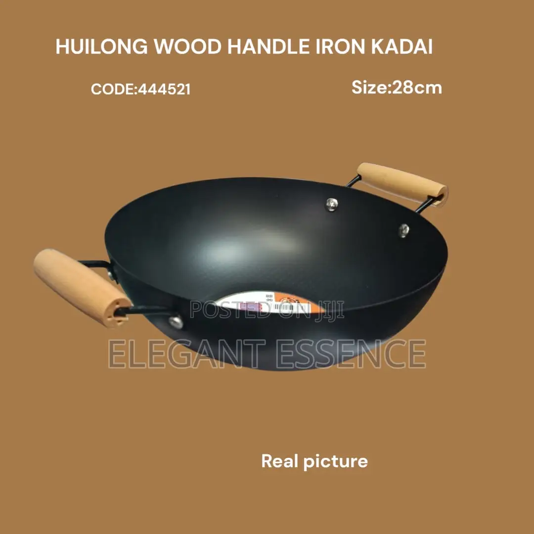 Wood Handle Iron Kadai–28cm