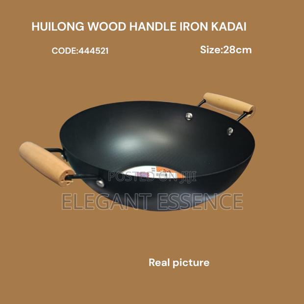 Wood Handle Iron Kadai–28cm