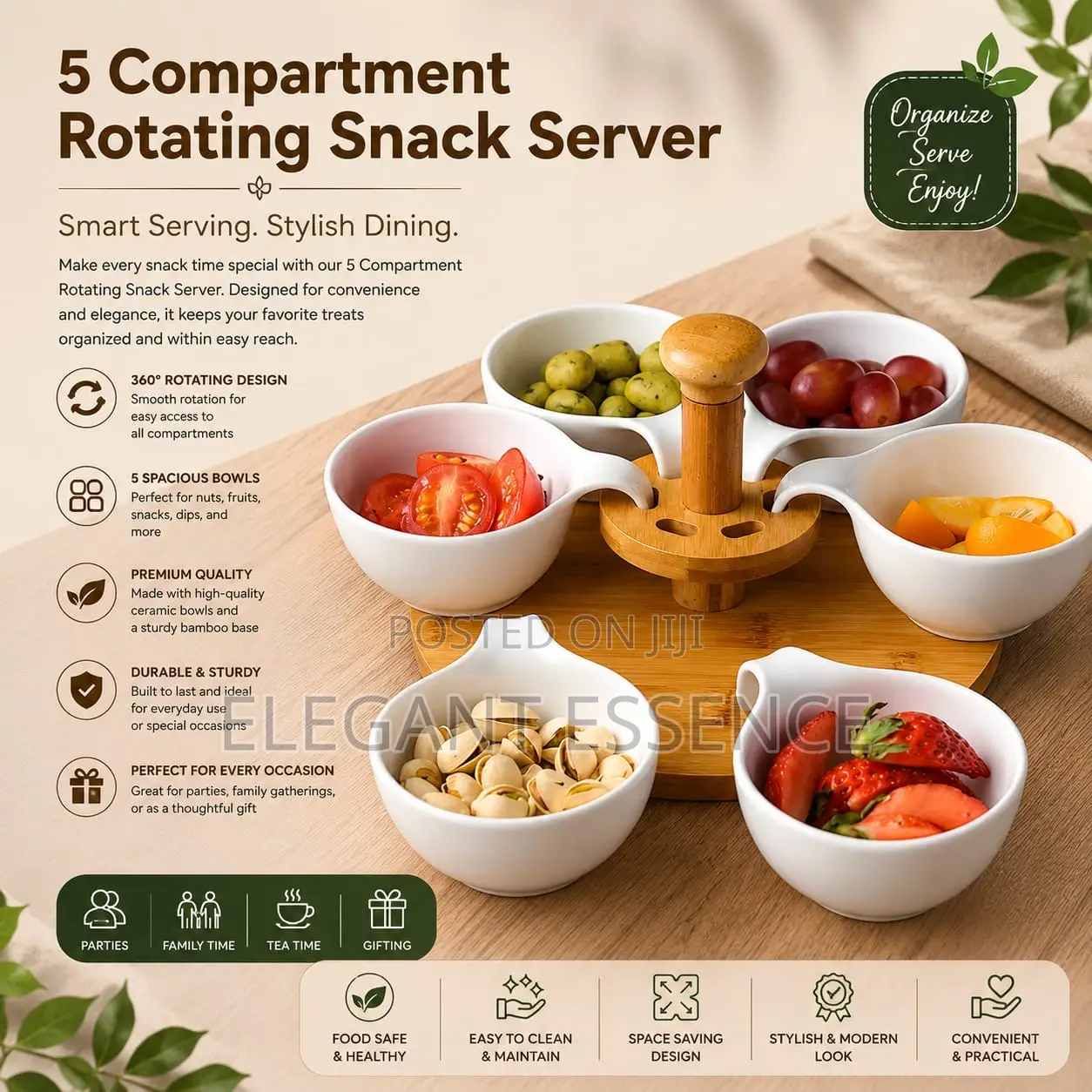 6 Dishes With Bamboo Base