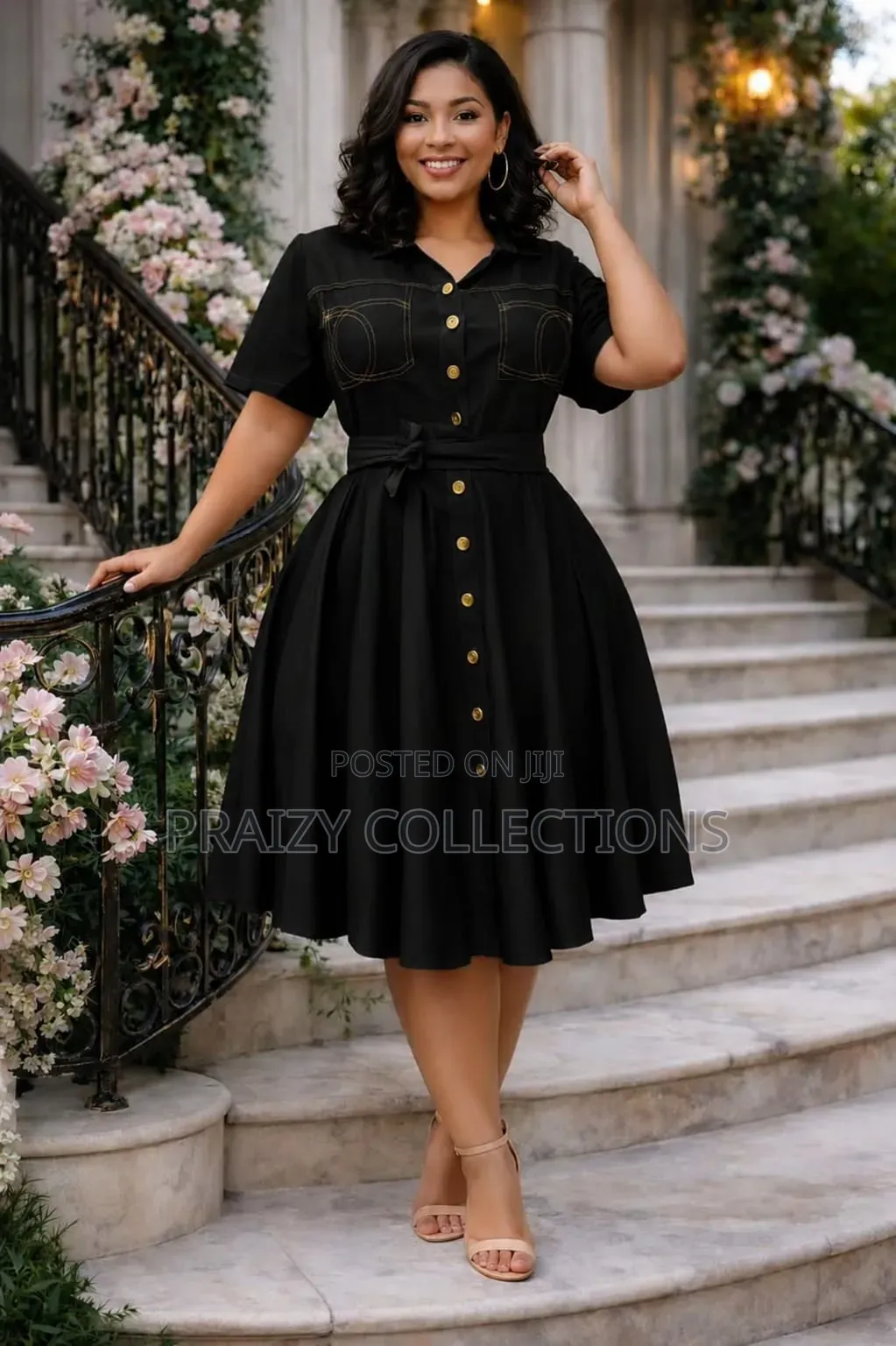 Elegant Skater Denim Dress