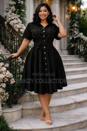 Elegant Skater Denim Dress