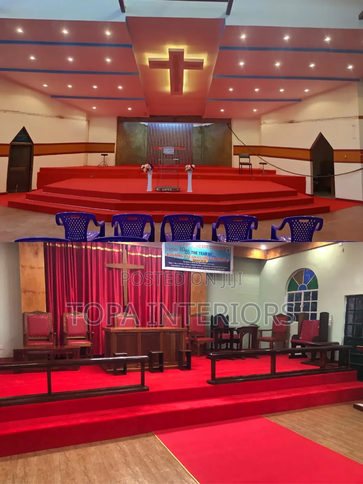Carpet Ya Madhabahu Red Wall to Wall Floor Carpets for Church Decor