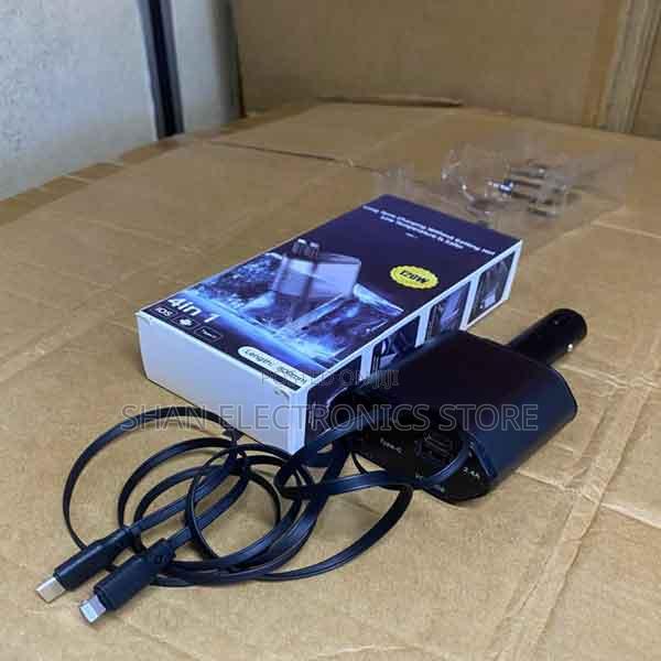 4-in-1 Design Type-Cretractable Car Charger 120w Fast Charging Charger