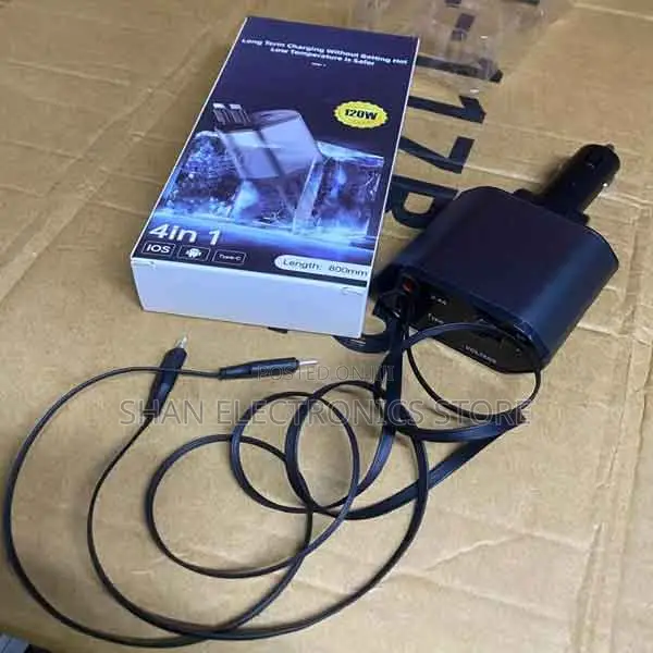 Pd and Qc 1.0/2.0 Car Charger 120w 4in1 Fast Charging Charger