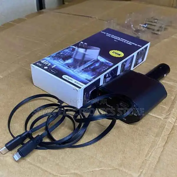 2 Port Type 4in1 Usb 120w Retractable Car Charger Fast Car Charger