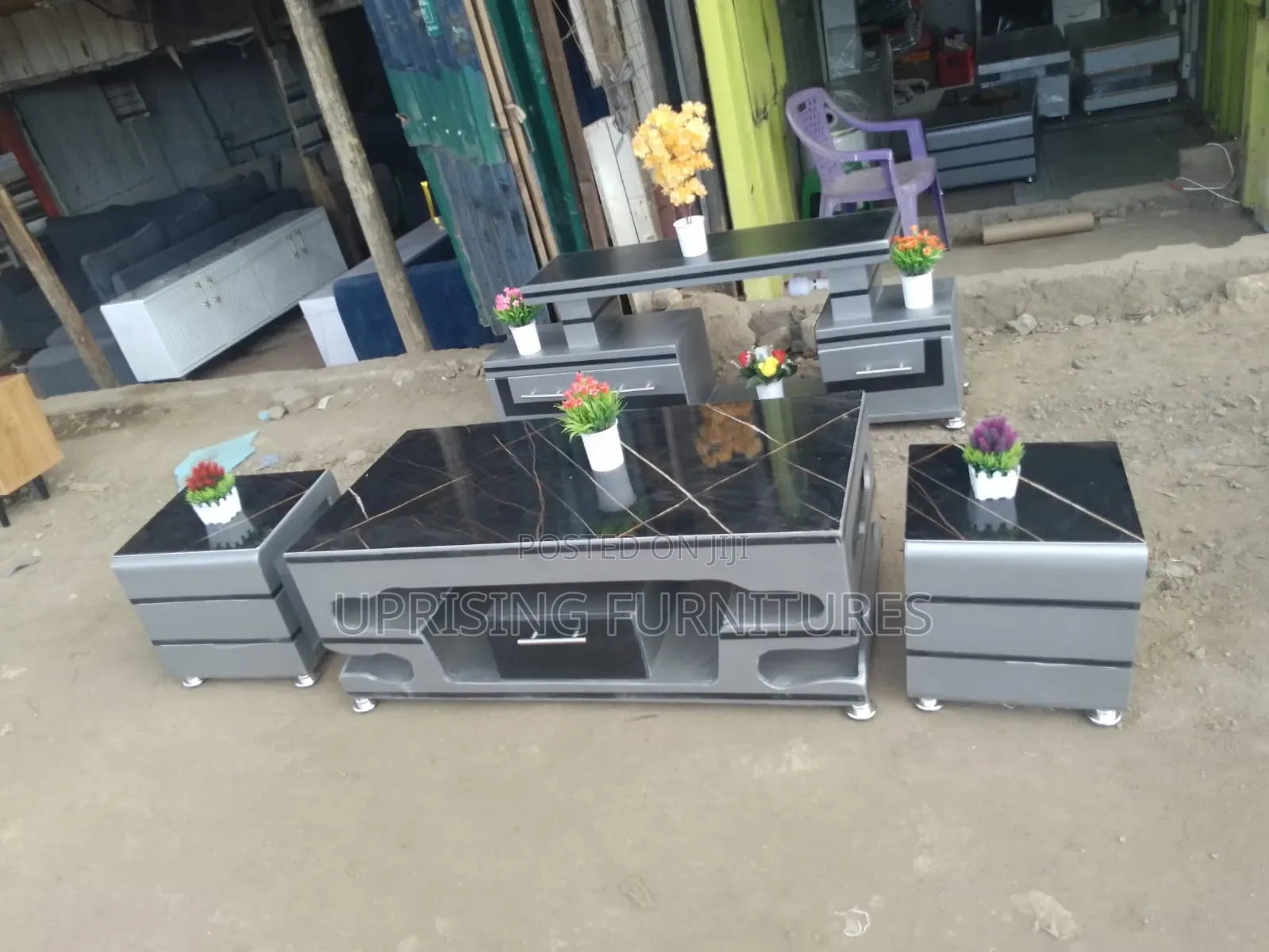 Modern Coffee Table +2 Stools Tv Stand Set
