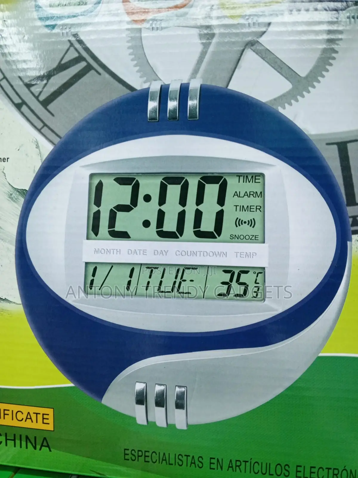 Kadio 3885n LCD Digital Wall Clock With Alarm Temperature