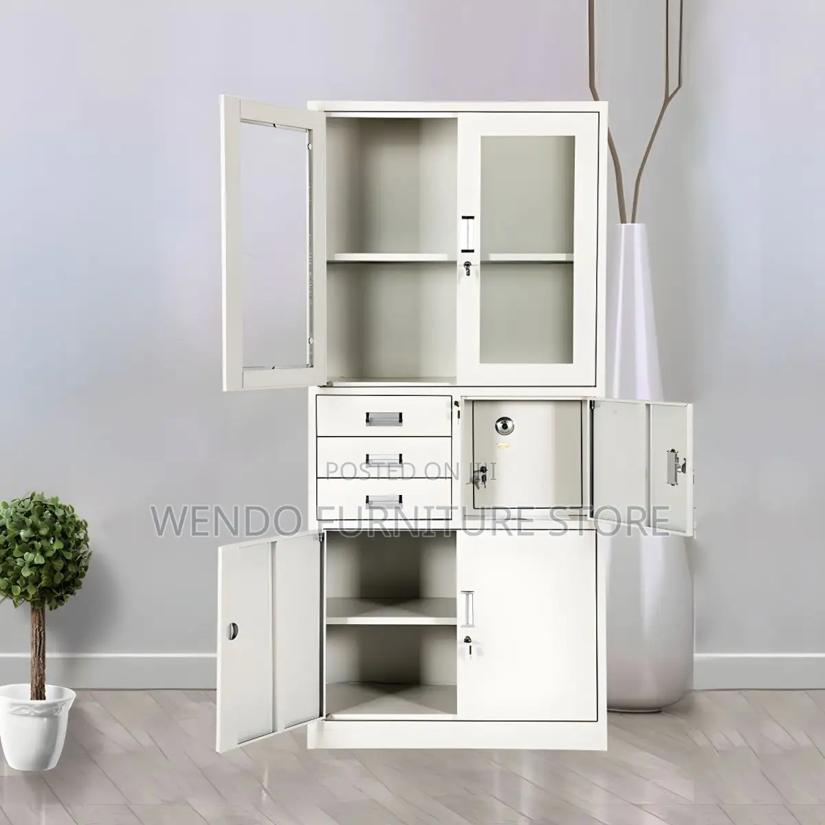 Office Cabinet; Two Doors Modern Cabinet With Safe