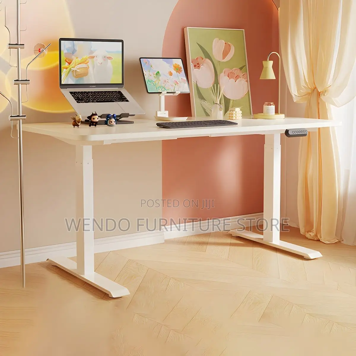 Office Desk; 140cm Modern Adjustable Home Office Electric Table