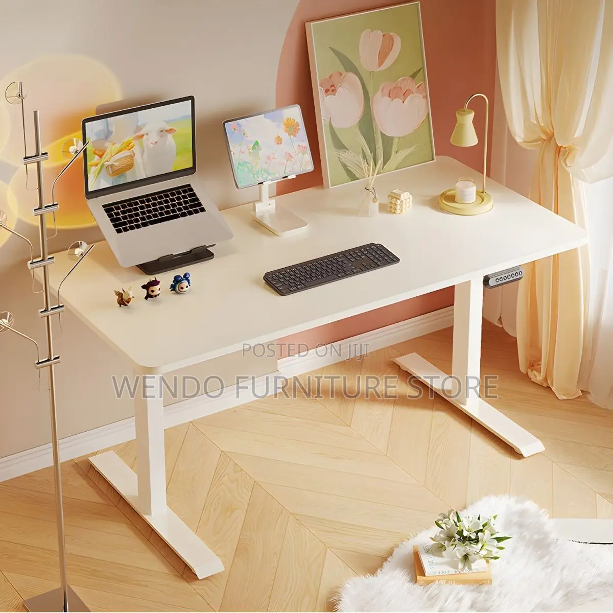 Office Desk; 140cm Modern Adjustable Home Office Electric Table