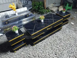 Black Pearl Coffee Table Set Marble Top Black