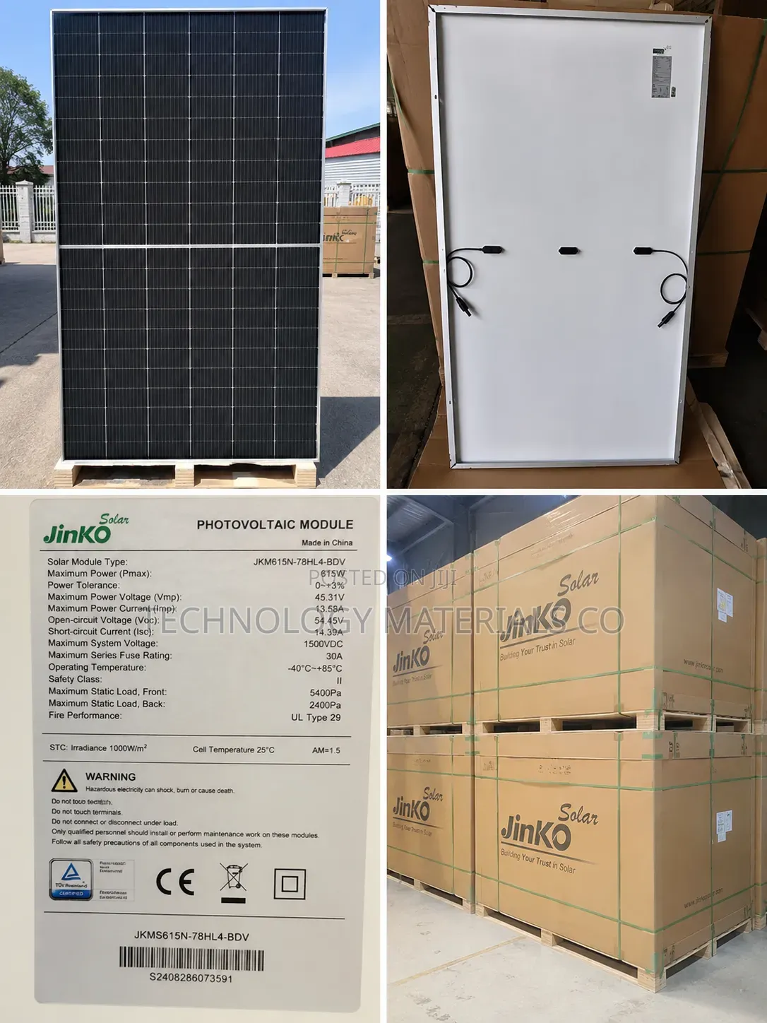 Jinko 615w Bifacial Monocrystalline Solar Panel – N-Type Double Glass