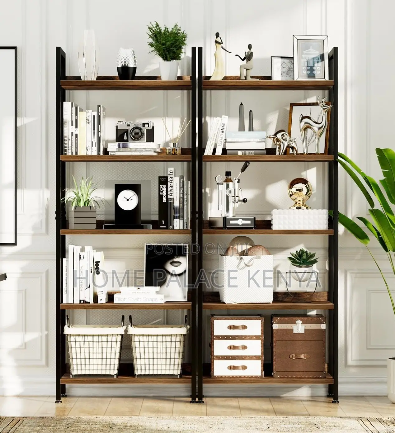 Storage Rack: Stylish 5-Tier Wooden Water Resistant Storage Shelf Unit