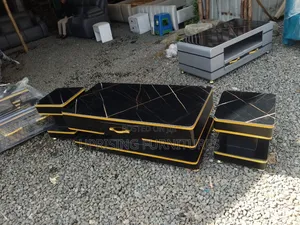 Black Gold Bliss Table Set With 2 Stools