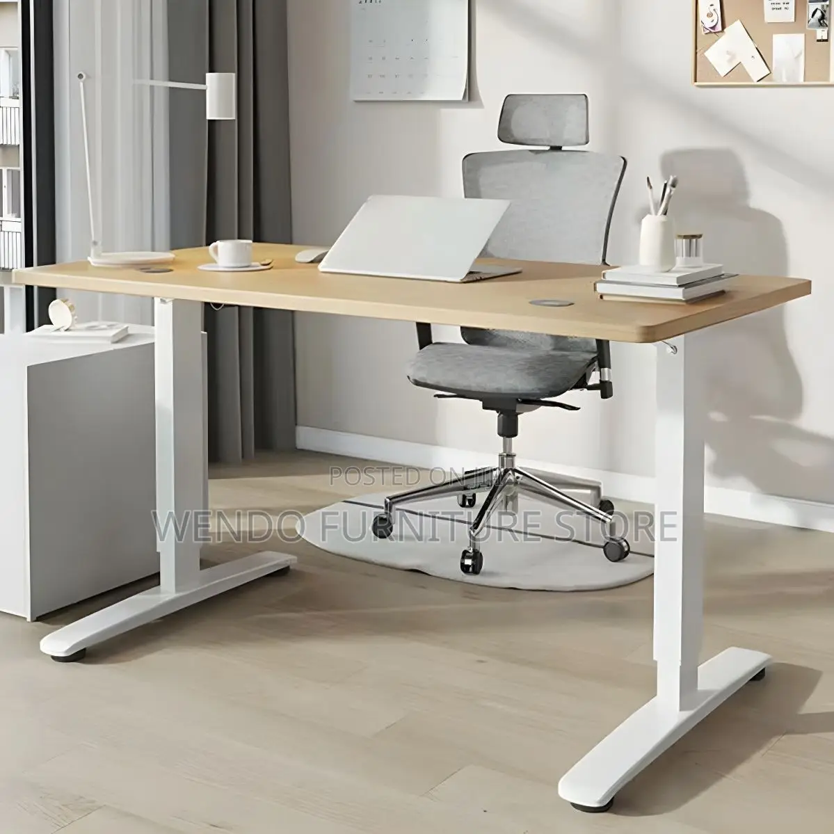 Office Desk; 1600mm White Ergonomic Electric Home Office Desks