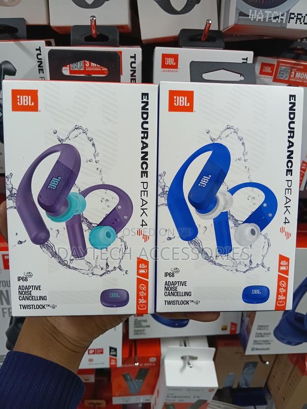 JBL Endurance Peak 4 Wireless Earbuds in Blue Featuring an Ip68 Rating