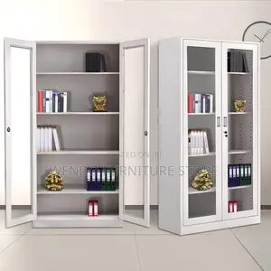 Office Cabinet; Two Doors Front Glass View Office Filing Cabinet