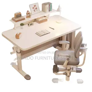 Office Table; Manual Height Adjustable White Table