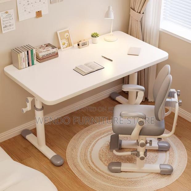 Office Table; Manual Height Adjustable White Table - thumbnail 7