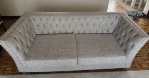 Elegant 3 - Seater Tufted Sofa (Grey Fabric)