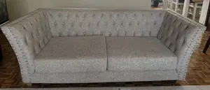 Elegant 3 - Seater Tufted Sofa (Grey Fabric)