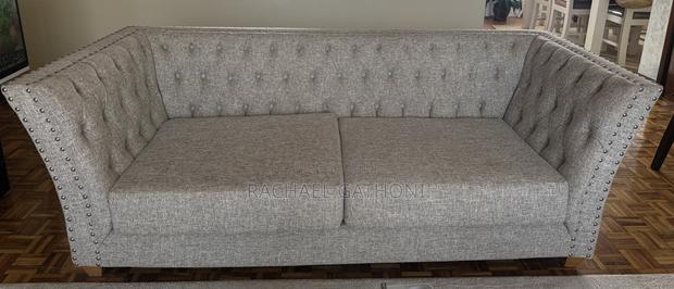 Elegant 3 - Seater Tufted Sofa (Grey Fabric) - thumbnail 4