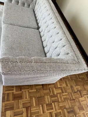 Elegant 3 - Seater Tufted Sofa (Grey Fabric)