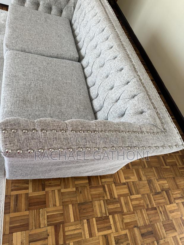 Elegant 3 - Seater Tufted Sofa (Grey Fabric) - thumbnail 2