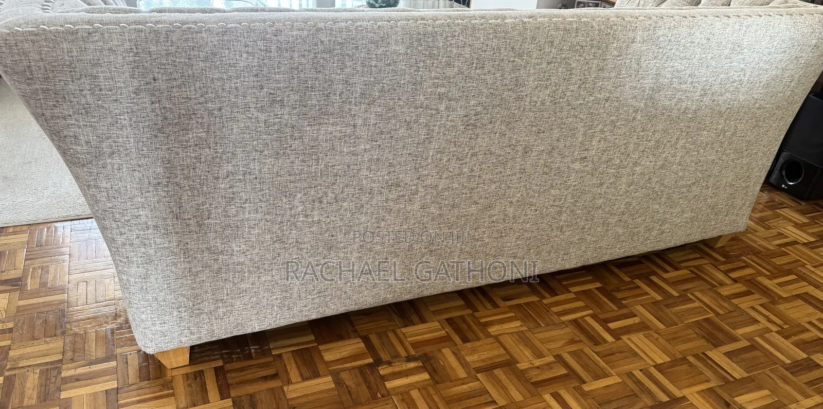 Elegant 3 - Seater Tufted Sofa (Grey Fabric)