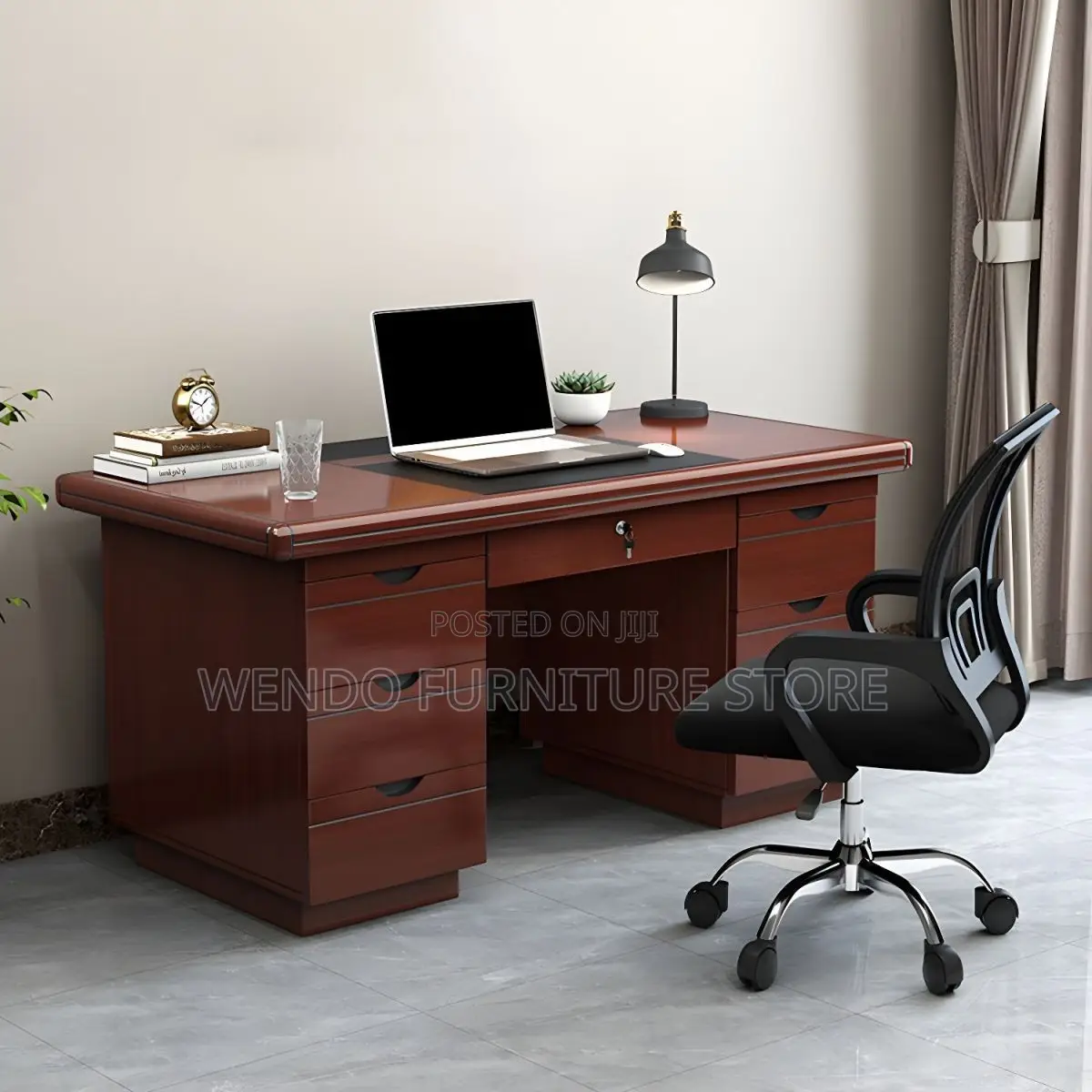 Office Desk; 1400mm Mahogany Executive Premium Home Work Office Desk