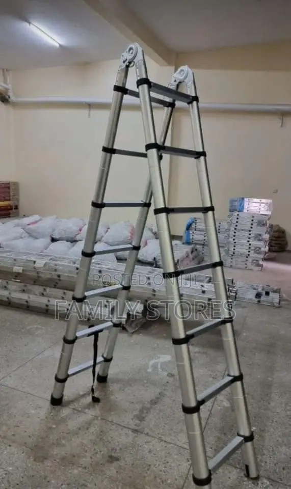 Double Telescopic Ladder 5.0m 6+6 Step Aluminium