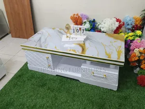 Signature White Coffee Table With Gold Marble Top