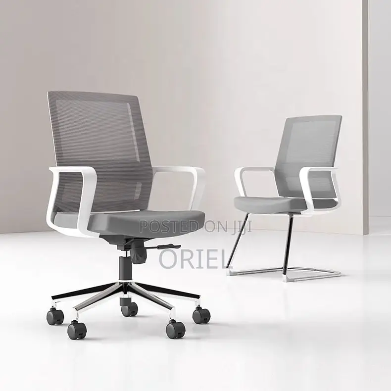 Office Chair : Ergonomic Mid-Back Office Swivel Gray Chair