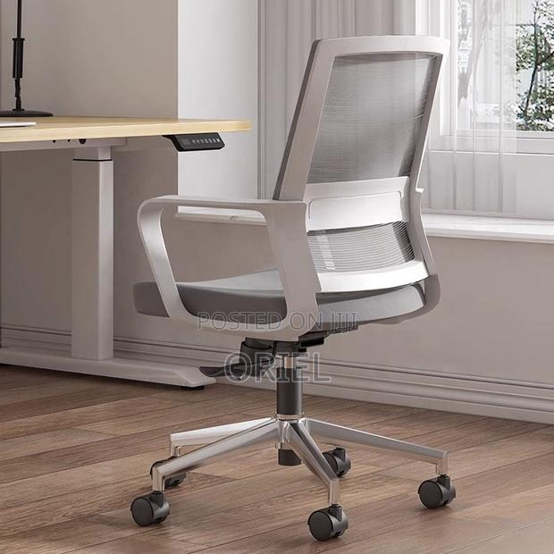 Office Chair : Ergonomic Mid-Back Office Swivel Gray Chair - thumbnail 7
