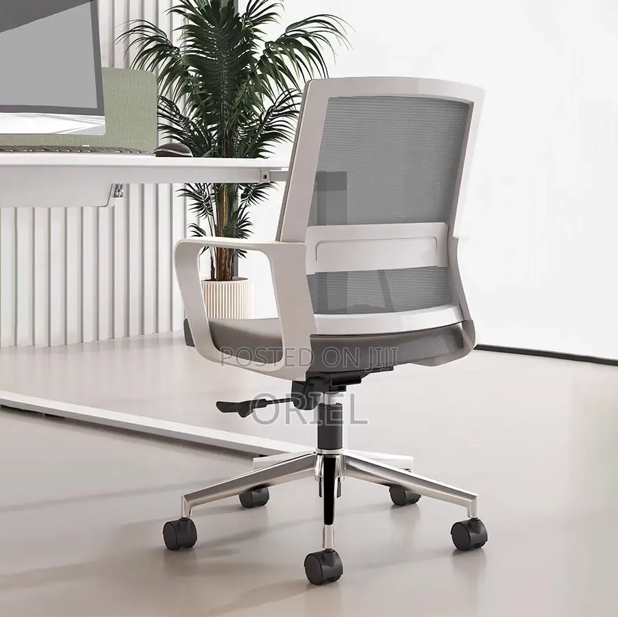 Office Chair : Ergonomic Mid-Back Office Swivel Gray Chair