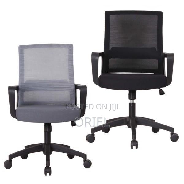 Office Chair : Ergonomic Mid-Back Office Swivel Gray Chair - thumbnail 10