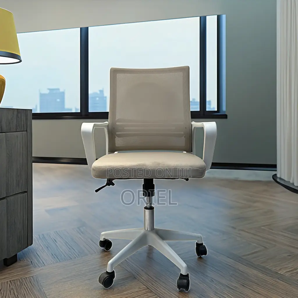 Office Chair : Ergonomic Mid-Back Office Swivel Gray Chair