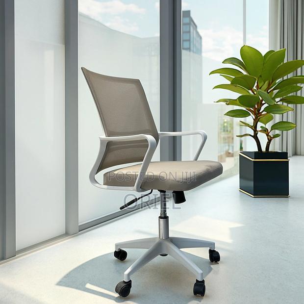 Office Chair : Ergonomic Mid-Back Office Swivel Gray Chair - thumbnail 15