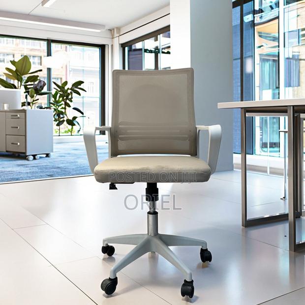 Office Chair : Ergonomic Mid-Back Office Swivel Gray Chair - thumbnail 18