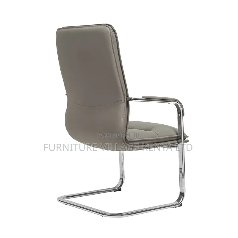 Gray Leather Guest Office Chair