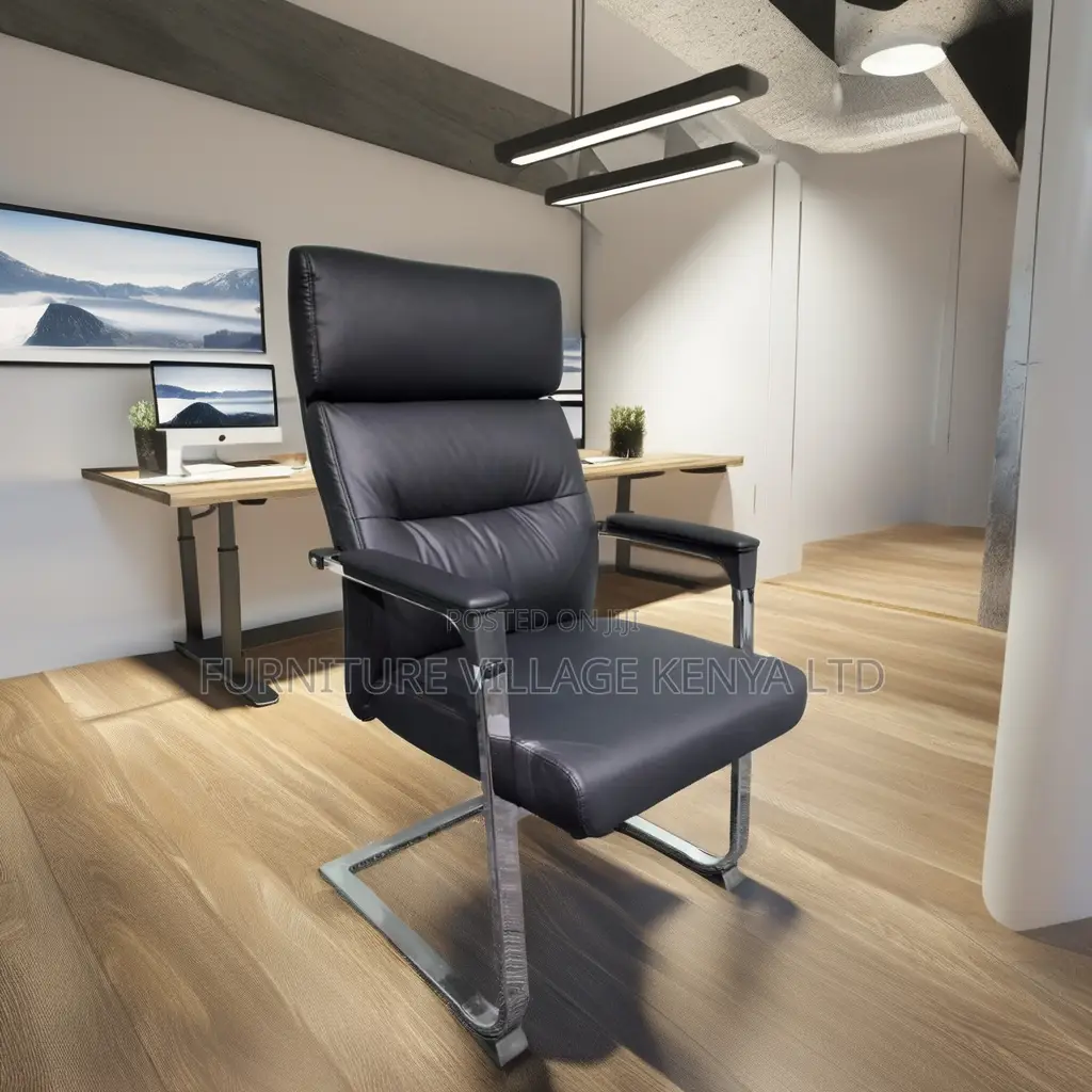 Gray Leather Guest Office Chair
