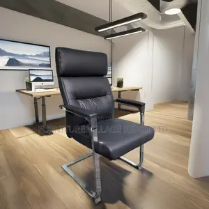 Gray Leather Guest Office Chair