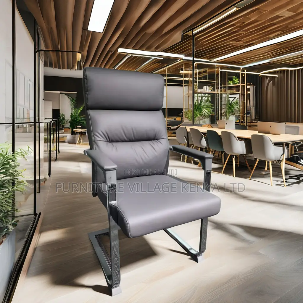 Gray Leather Guest Office Chair